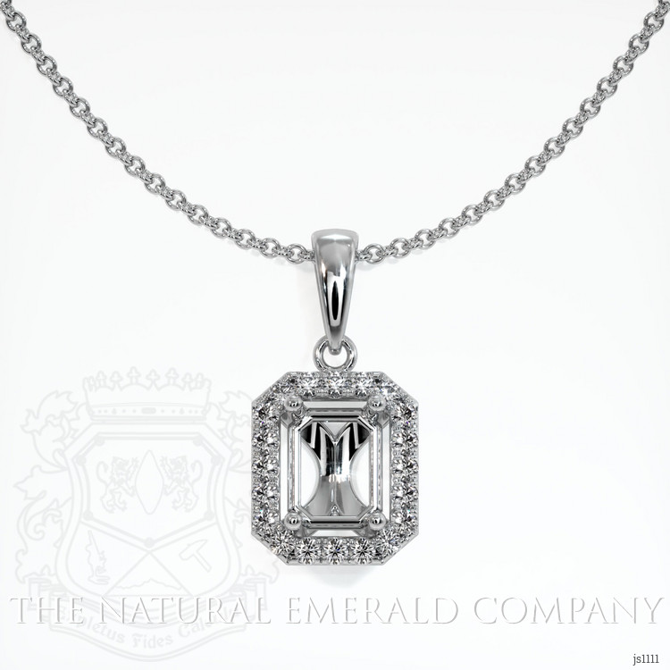 Pave Emerald Pendant 3.06 Ct., 18K White Gold