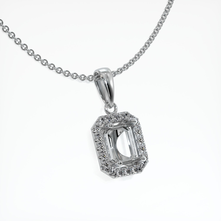 18K White Gold Pave Pendant Setting