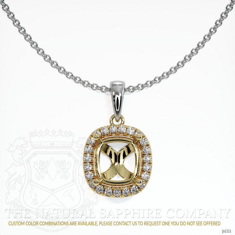 14K Yellow & White Pave Pendant Setting