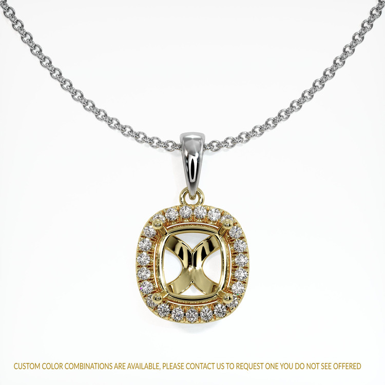 14K Yellow & White Pave Pendant Setting