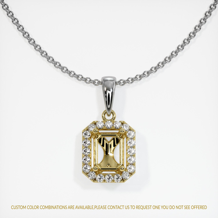 14K Yellow & White Pave Pendant Setting