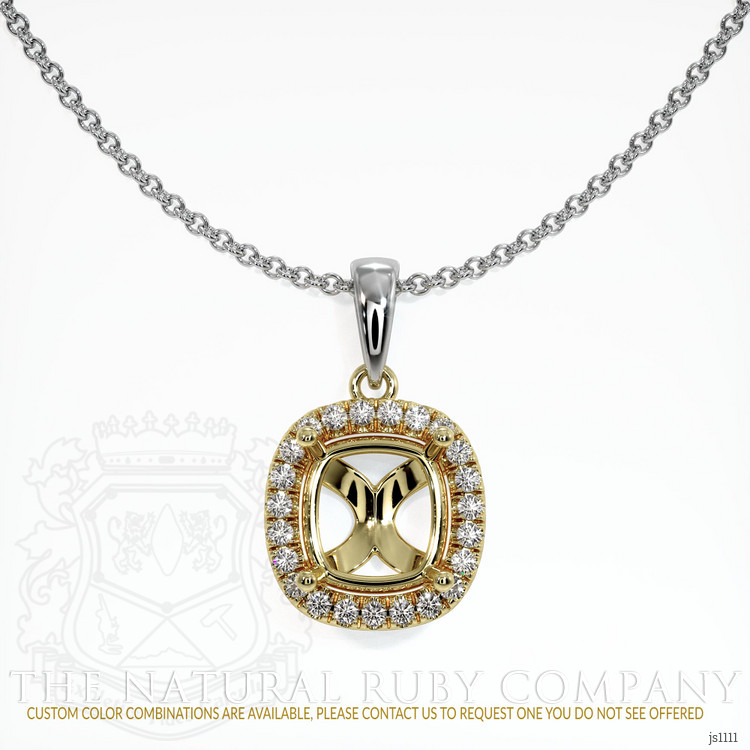 14K Yellow & White Pave Pendant Setting