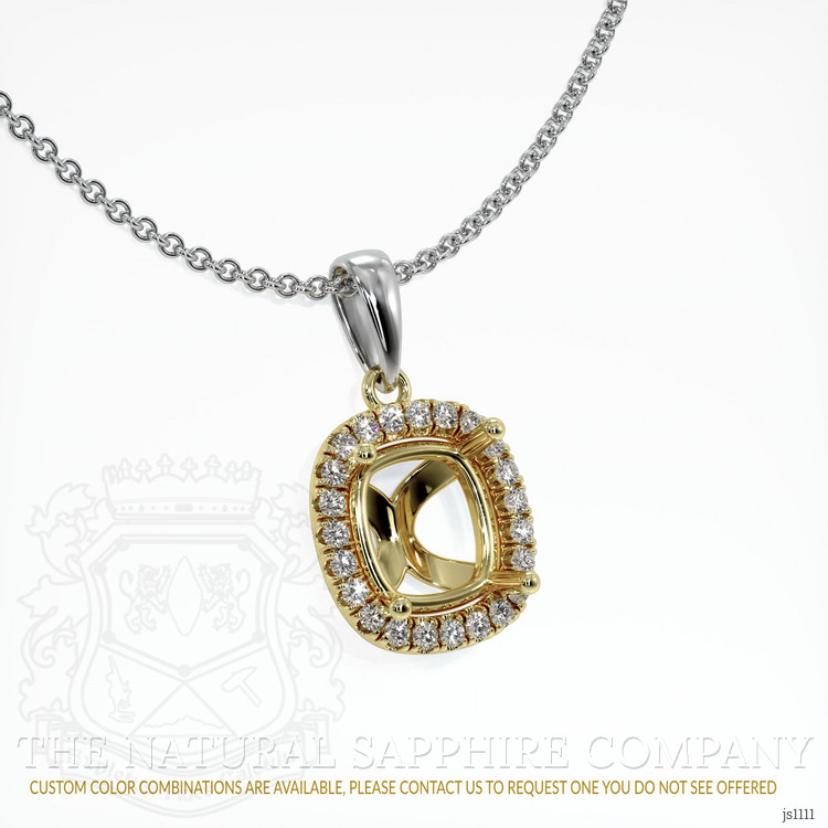 14K Yellow & White Pave Pendant Setting
