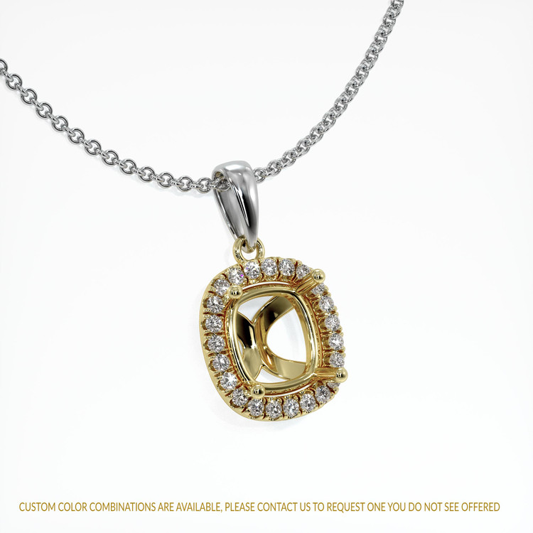 14K Yellow & White Pave Pendant Setting
