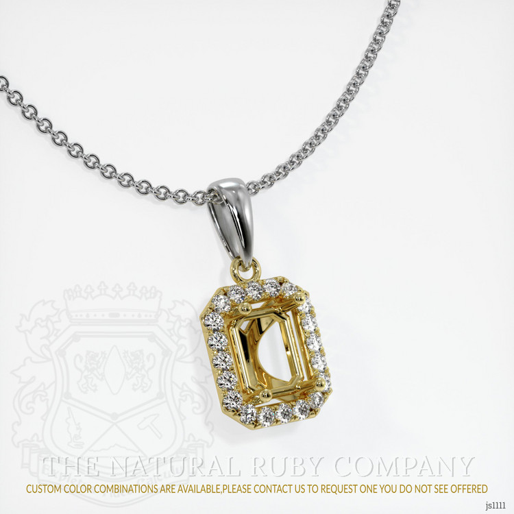 14K Yellow & White Pave Pendant Setting