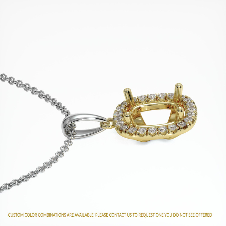 14K Yellow & White Pave Pendant Setting