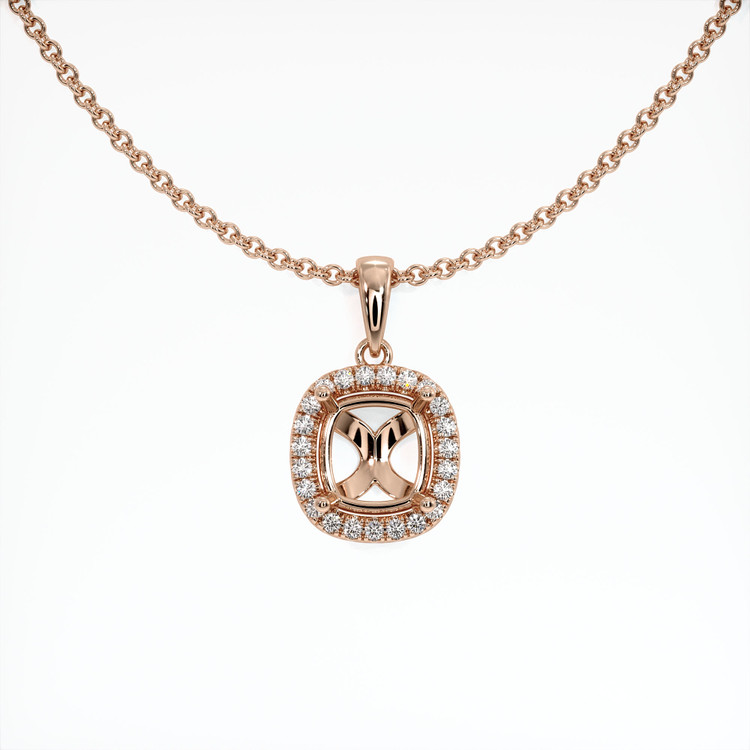 14K Rose Gold Pave Pendant Setting