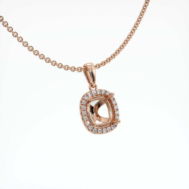 14K Rose Gold Pave Pendant Setting
