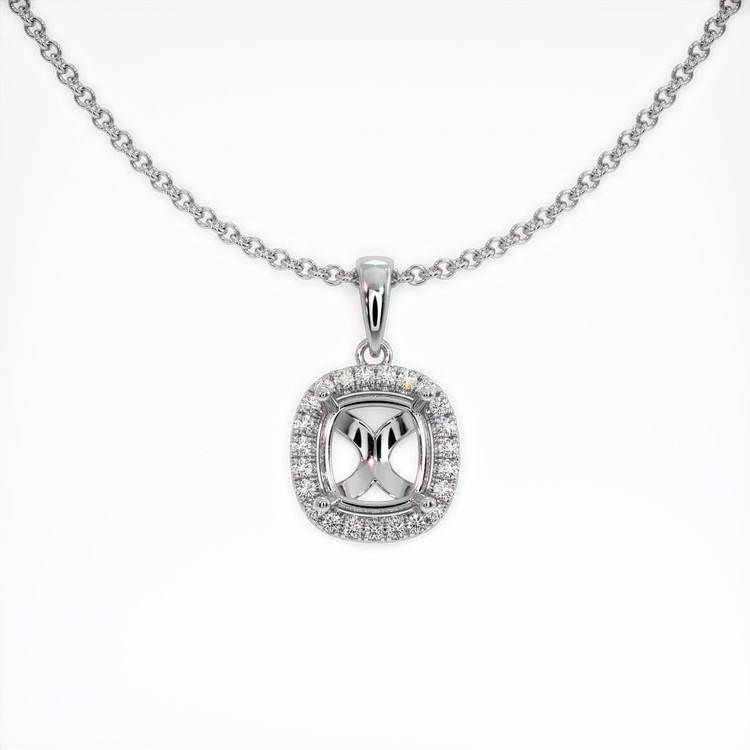 14K White Gold Pave Pendant Setting