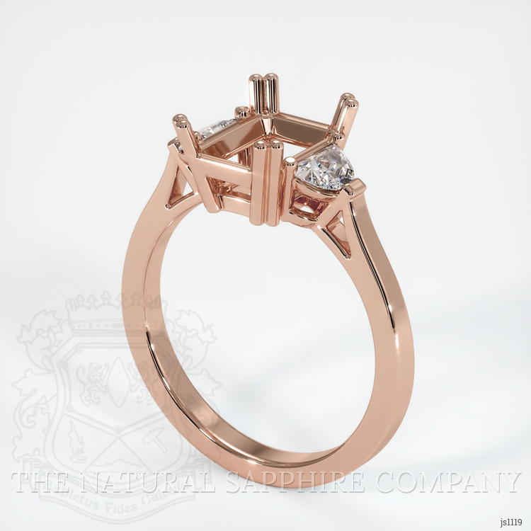 14K Rose Gold Three Stone Ring Setting