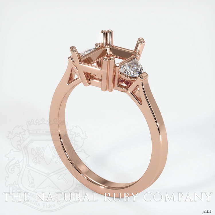 14K Rose Gold Three Stone Ring Setting