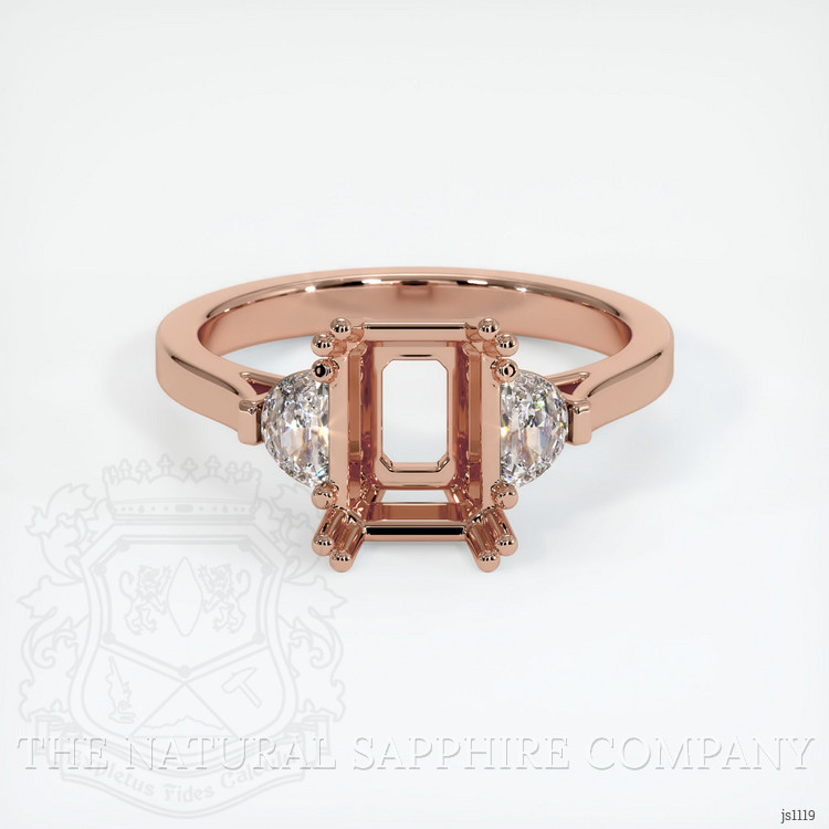 14K Rose Gold Three Stone Ring Setting