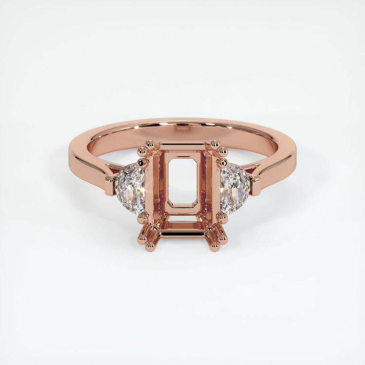 14K Rose Gold Three Stone Ring Setting