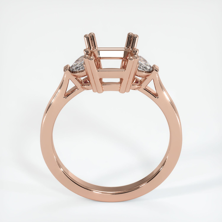 14K Rose Gold Three Stone Ring Setting