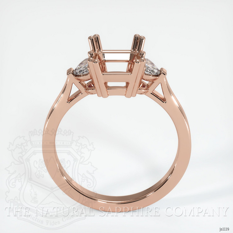 14K Rose Gold Three Stone Ring Setting