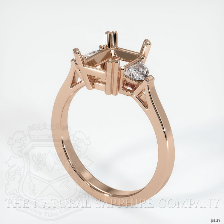 18K Rose Gold Three Stone Ring Setting
