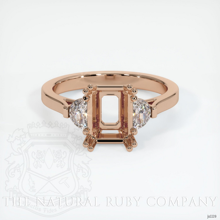 18K Rose Gold Three Stone Ring Setting