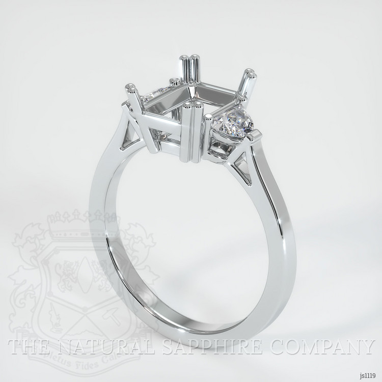 10K White Gold Three Stone Ring Setting