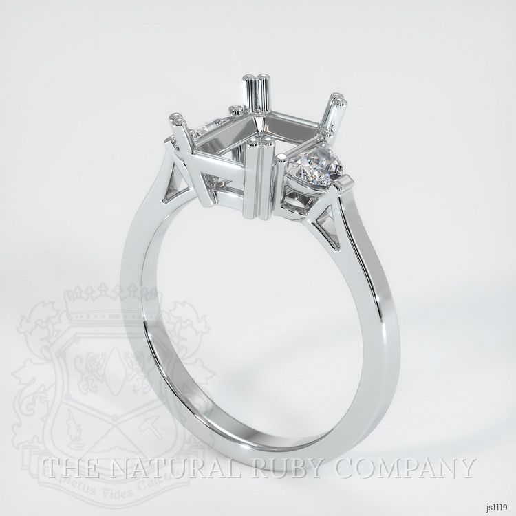 10K White Gold Three Stone Ring Setting
