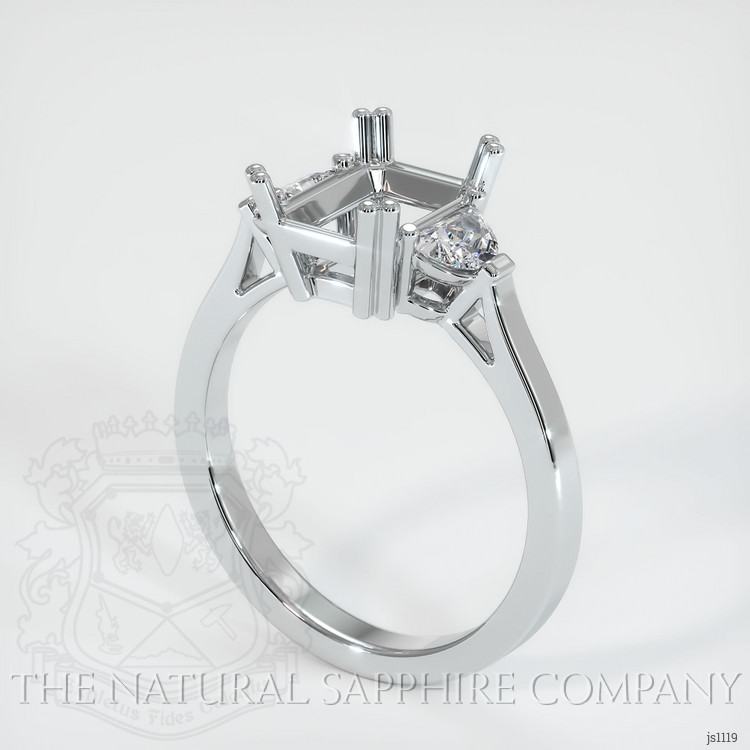 14K White Gold Three Stone Ring Setting