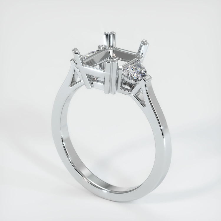 14K White Gold Three Stone Ring Setting