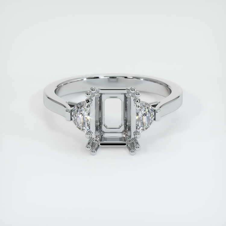 14K White Gold Three Stone Ring Setting