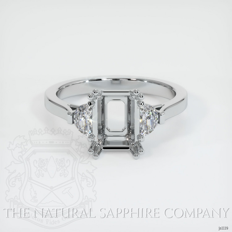 14K White Gold Three Stone Ring Setting