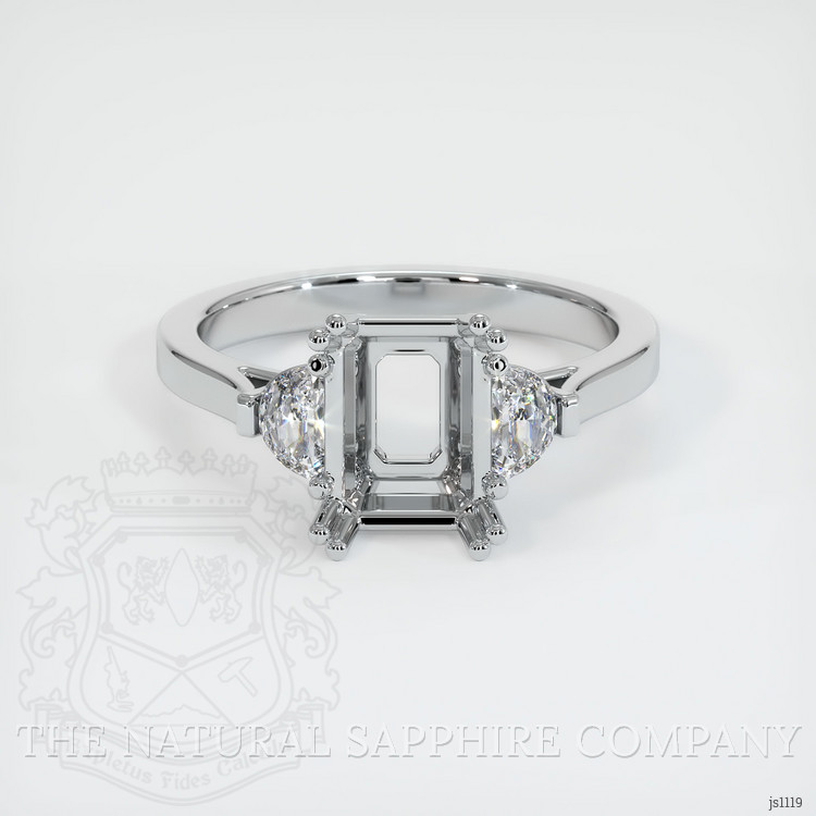 18K White Gold Three Stone Ring Setting