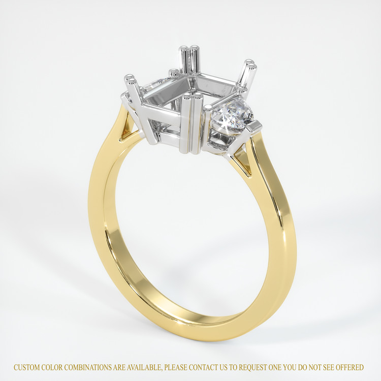 14K White & Yellow Three Stone Ring Setting