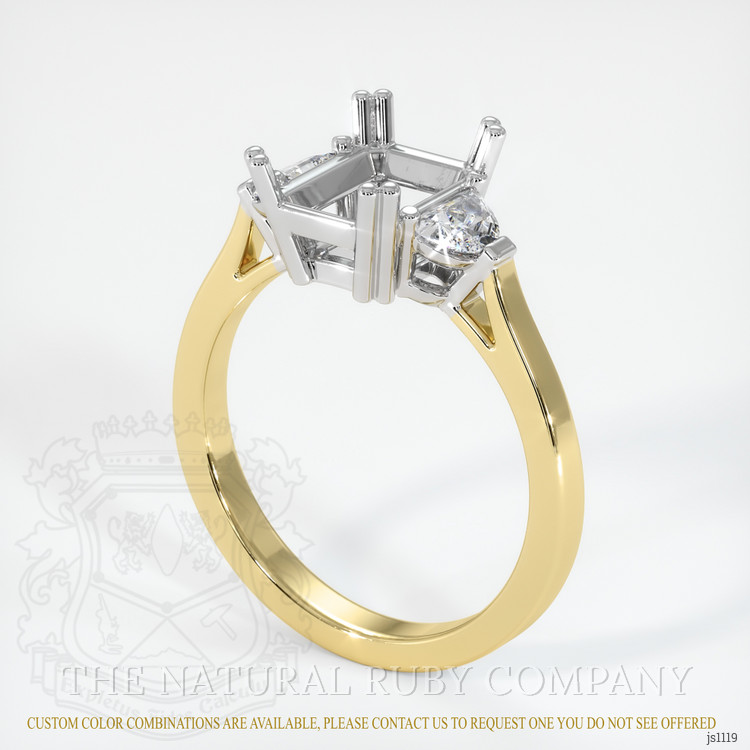 14K White & Yellow Three Stone Ring Setting
