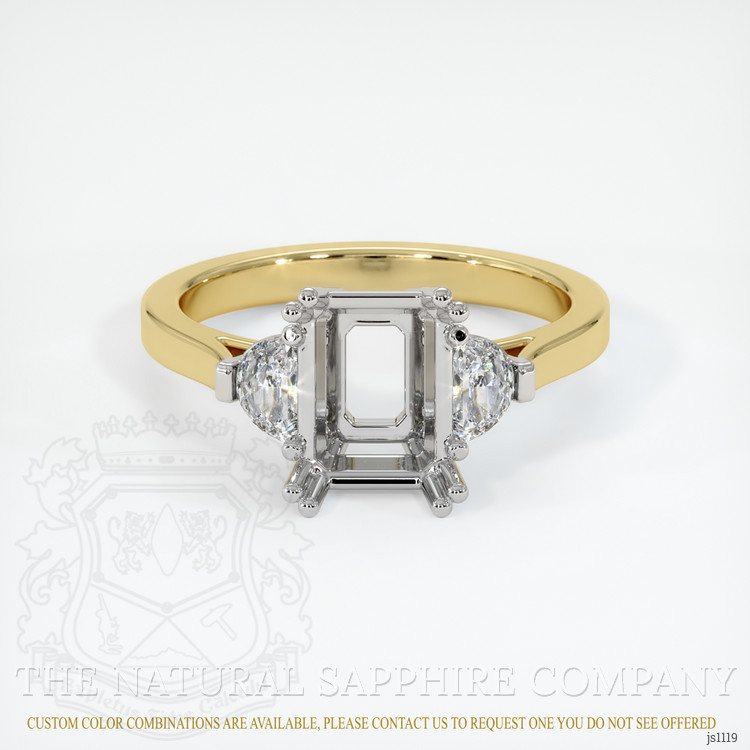 14K White & Yellow Three Stone Ring Setting
