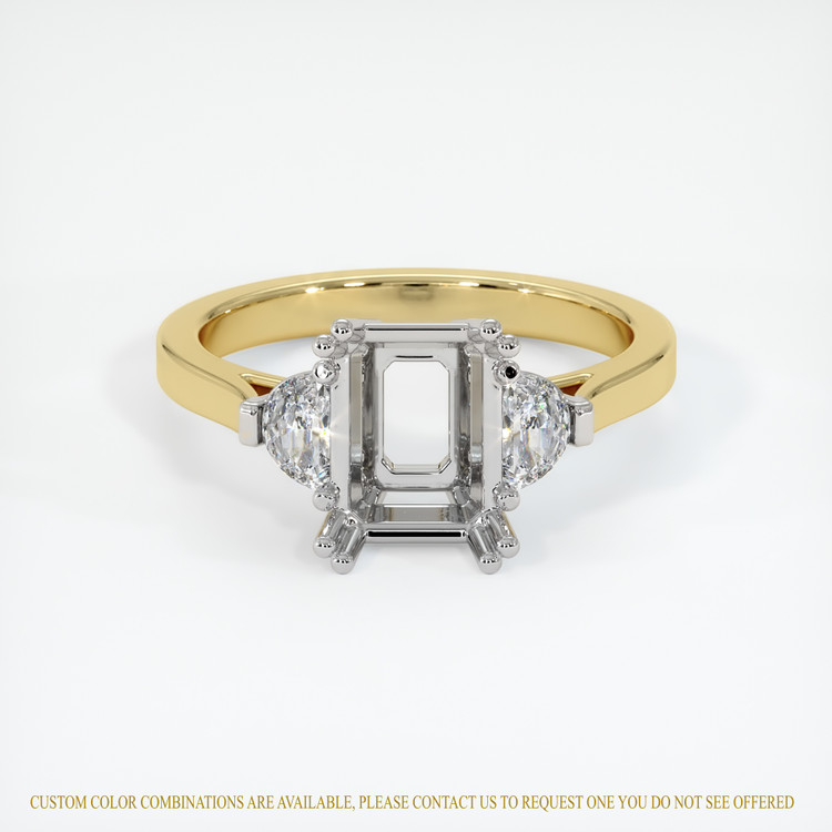 14K White & Yellow Three Stone Ring Setting