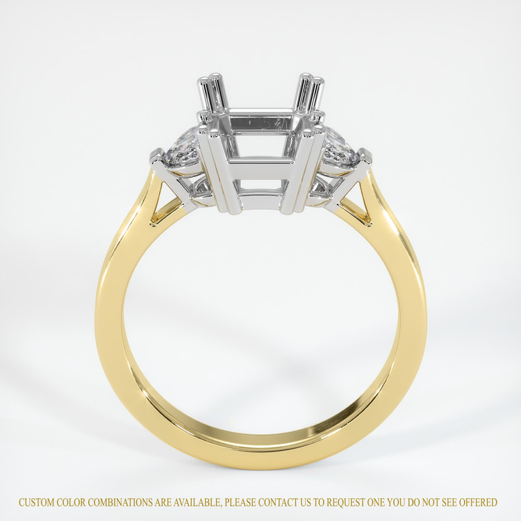 14K White & Yellow Three Stone Ring Setting