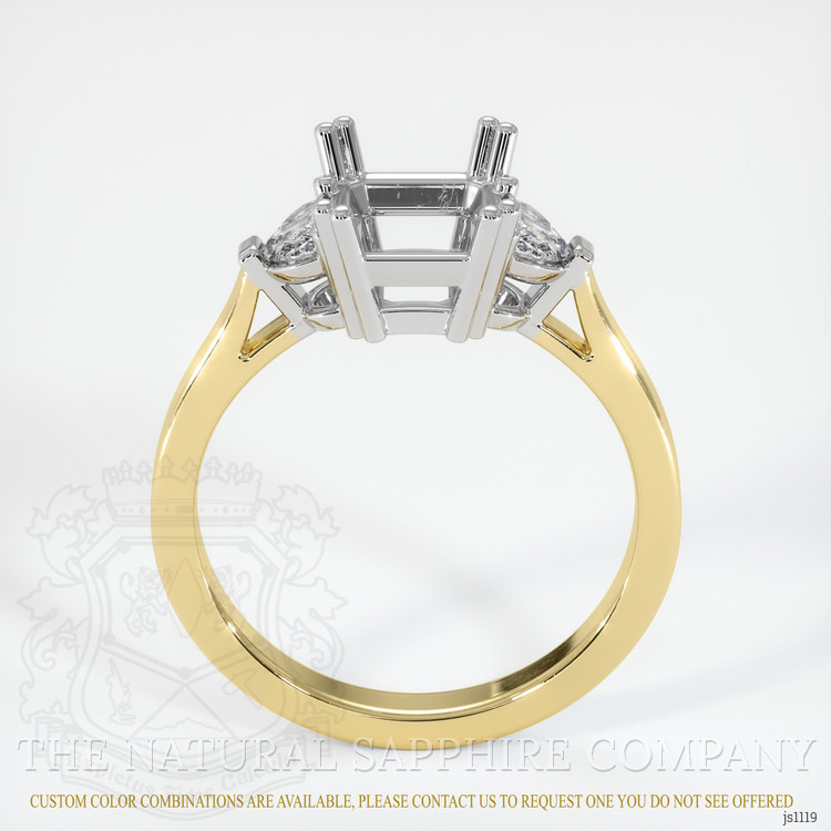 14K White & Yellow Three Stone Ring Setting
