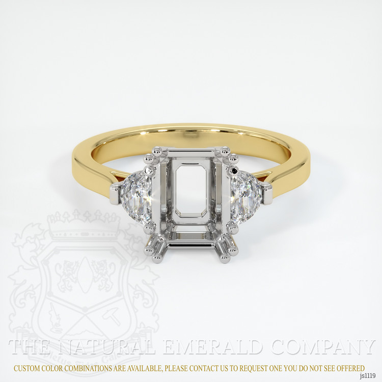 18K White & Yellow Three Stone Ring Setting