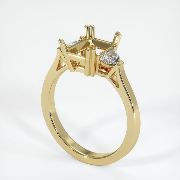 14K Yellow Gold Three Stone Ring Setting