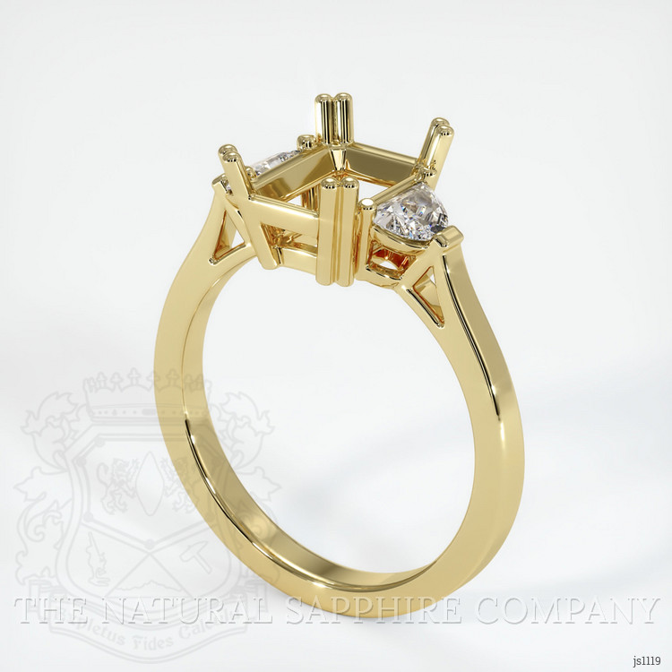 18K Yellow Gold Three Stone Ring Setting