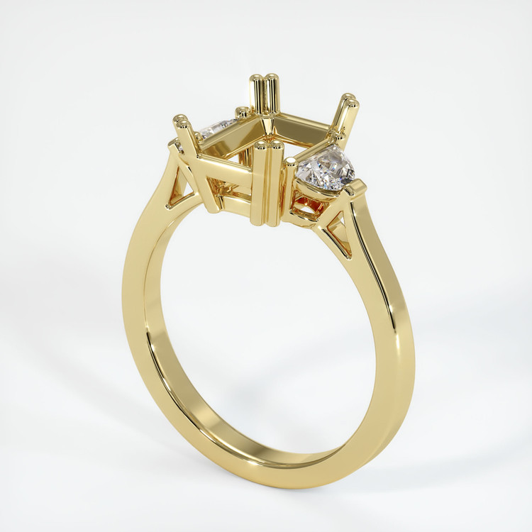 18K Yellow Gold Three Stone Ring Setting