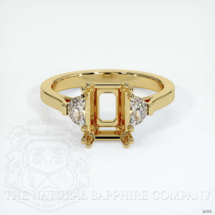 18K Yellow Gold Three Stone Ring Setting