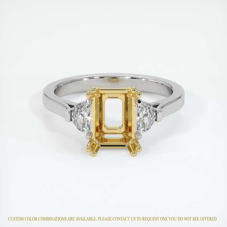 14K Yellow & White Three Stone Ring Setting