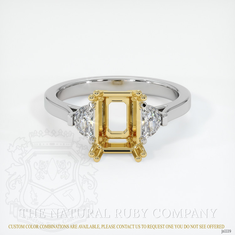 14K Yellow & White Three Stone Ring Setting