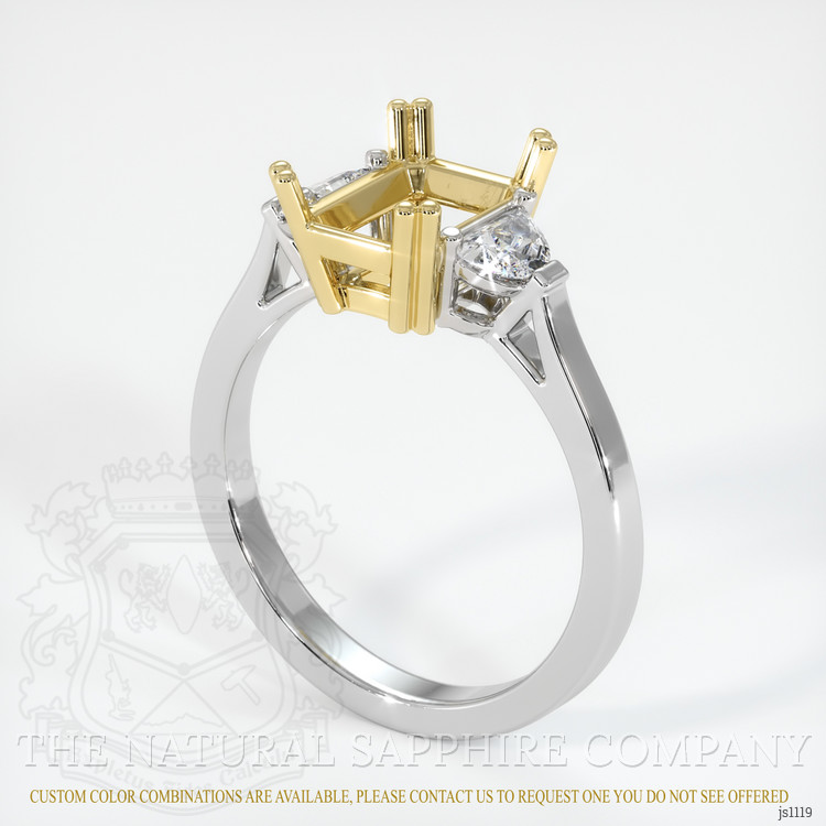 18K Yellow & White Three Stone Ring Setting