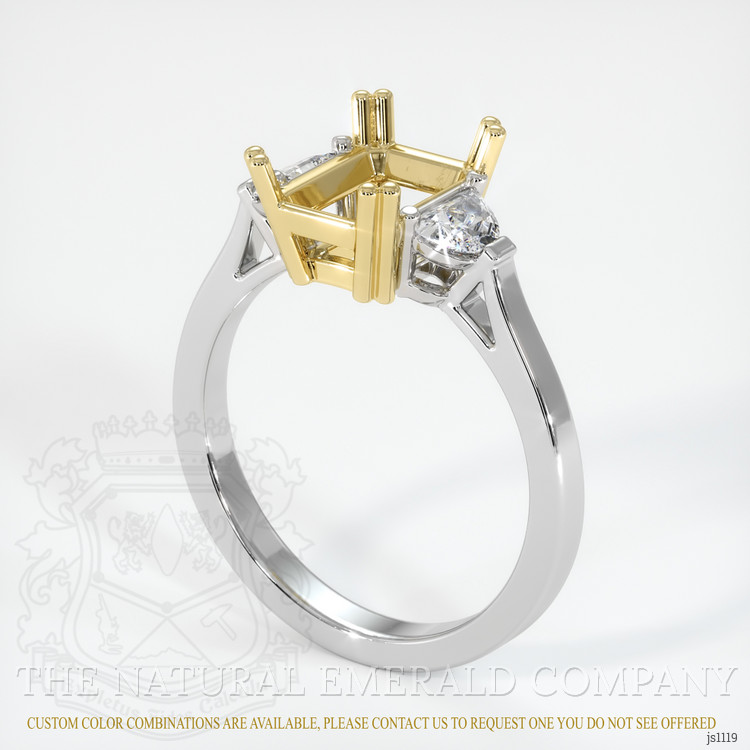 18K Yellow & White Three Stone Ring Setting