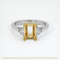 18K Yellow & White Three Stone Ring Setting Image