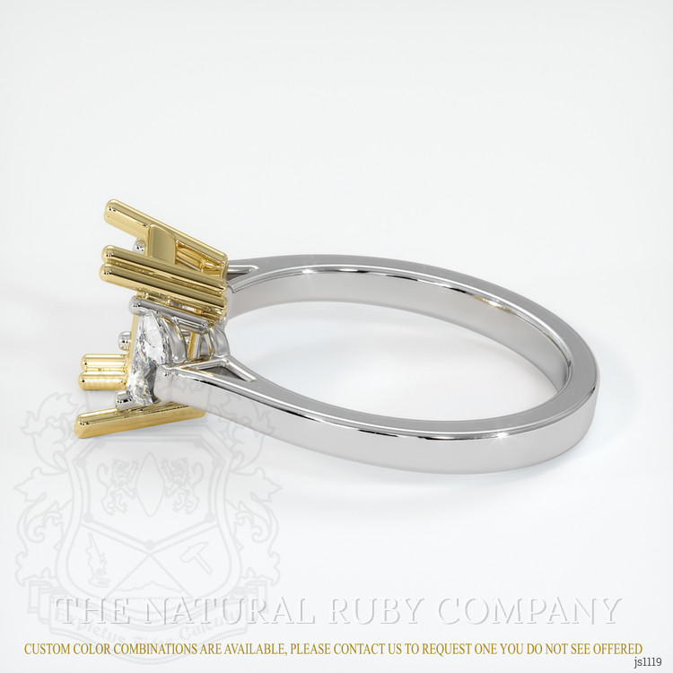 18K Yellow & White Three Stone Ring Setting