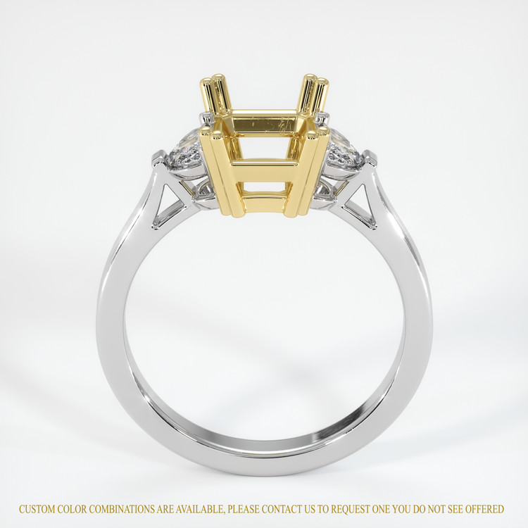 18K Yellow & White Three Stone Ring Setting