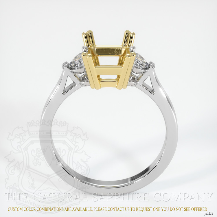 18K Yellow & White Three Stone Ring Setting