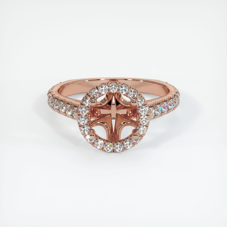 14K Rose Gold Pave Ring Setting