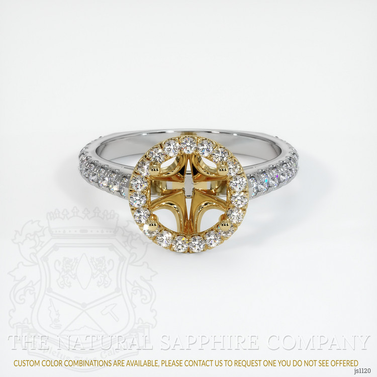 14K Yellow & White Pave Ring Setting