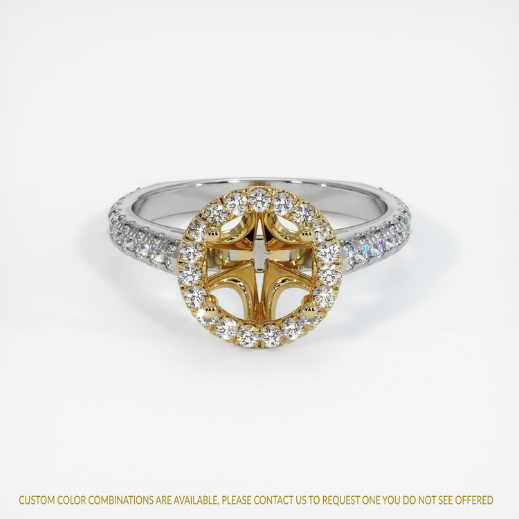 14K Yellow & White Pave Ring Setting